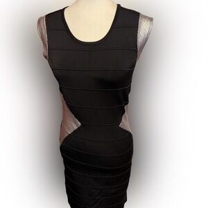 Vintage RARE Alberto Makali Bodycon Black Dress Rayon Blend M